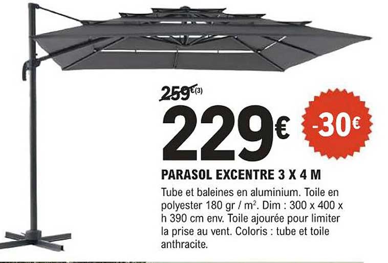 PARASOL EXCENTRE 3 X 4 M