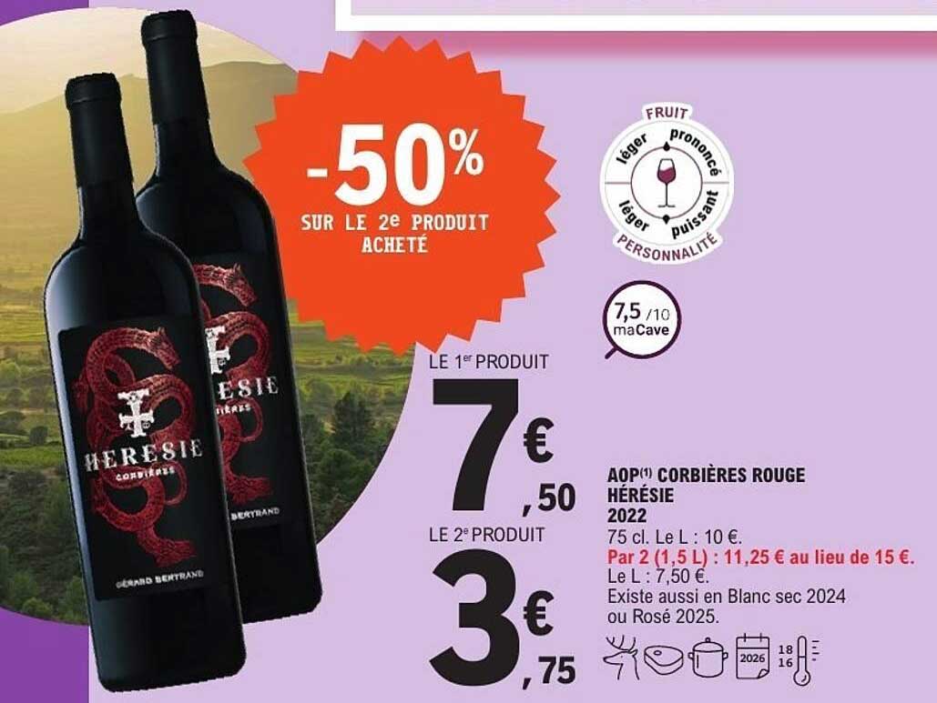 AOP(*) CORBIÈRES ROUGE HÉRÉSIE 2022