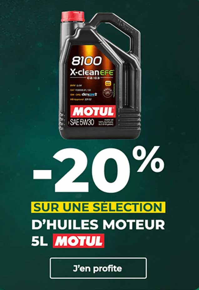 -20% SUR UNE SELECTION D'HUILES MOTEUR 5L MOTUL