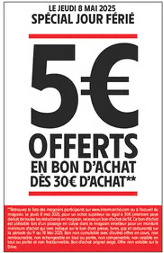 5€ OFFERTS EN BON D'ACHAT DÈS 30€ D'ACHAT