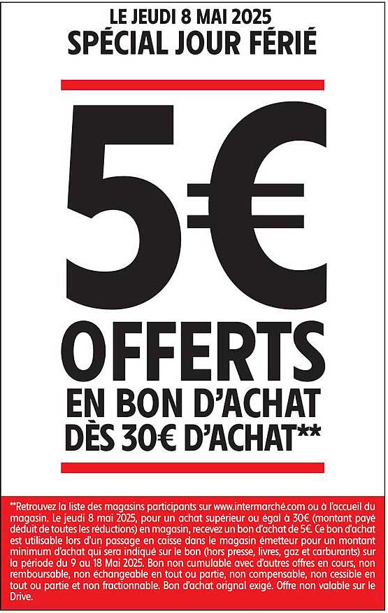 5€ OFFERTS EN BON D’ACHAT DÈS 30€ D’ACHAT