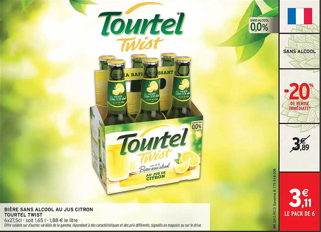 Bière sans alcool au jus citron Tourtel Twist