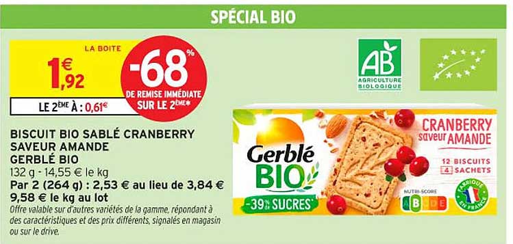 BISCUIT BIO SABLÉ CRANBERRY SAVEUR AMANDE