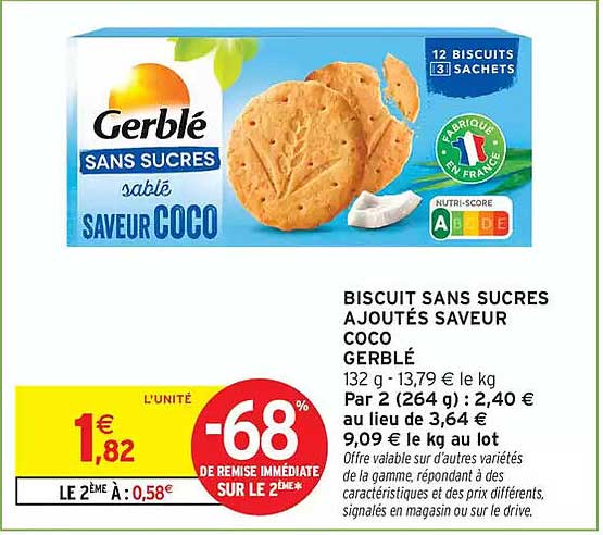 BISCUIT SANS SUCRES AJOUTÉS SAVEUR COCO