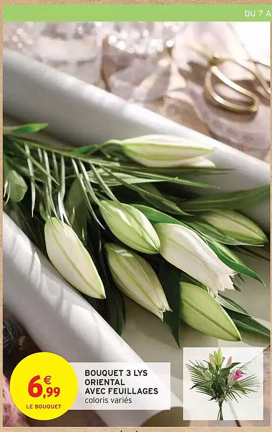 BOUQUET 3 LYS ORIENTAL AVEC FEUILLAGES