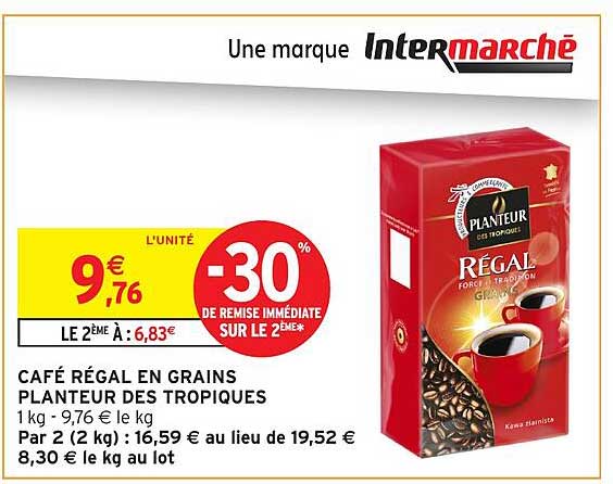 CAFÉ RÉGAL EN GRAINS PLANTEUR DES TROPIQUES