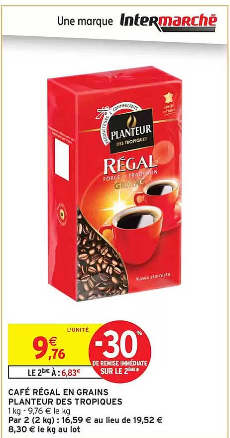 CAFÉ RÉGAL EN GRAINS PLANTEUR DES TROPIQUES