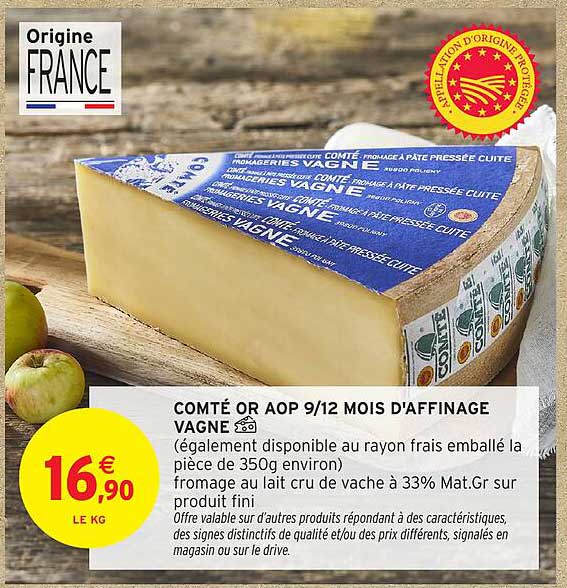 COMTÉ OR AOP 9/12 MOIS D'AFFINAGE VAGNE