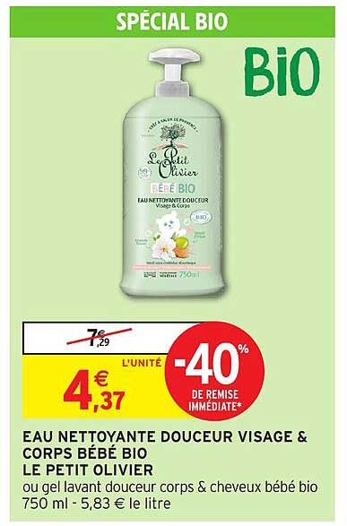 EAU NETTOYANTE DOUCEUR VISAGE & CORPS BÉBÉ BIO - LE PETIT OLIVIER