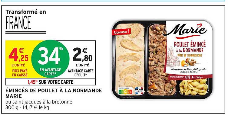 Émincés de poulet à la normande MARIE