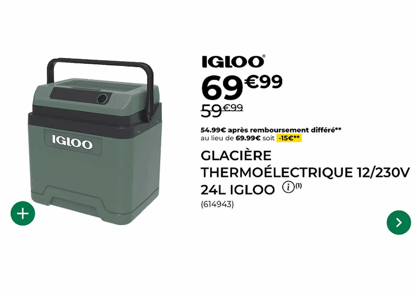 GLACIÈRE THERMOÉLECTRIQUE 12/230V 24L IGLOO