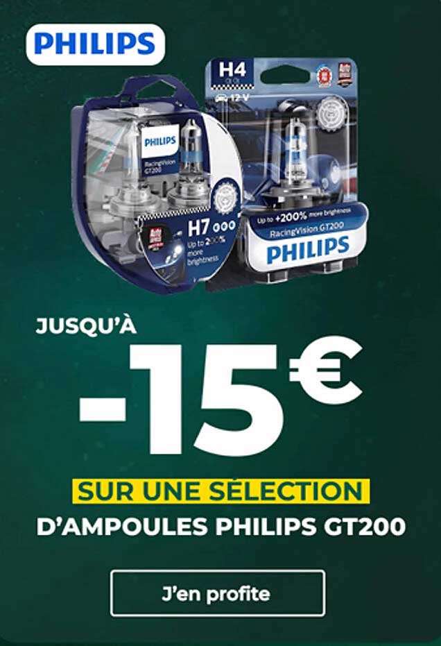 Jusqu’à -15 € sur une sélection d’ampoules Philips GT200