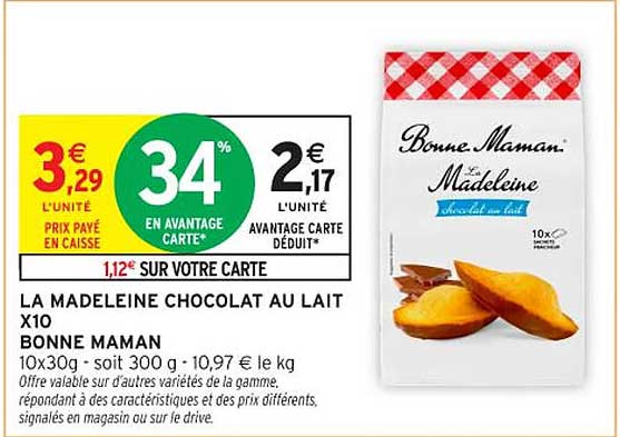 LA MADELEINE CHOCOLAT AU LAIT X10