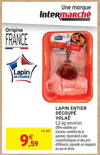 LAPIN ENTIER DÉCOUPÉ VOLAÉ