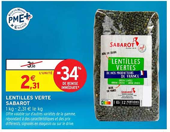 LENTILLES VERTE SABAROT
