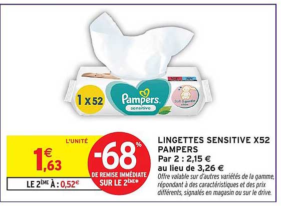 LINGETTES SENSITIVE X52 PAMPERS