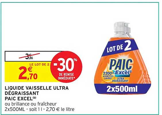 LIQUIDE VAISSELLE ULTRA DÉGRAISSANT PAIC EXCEL