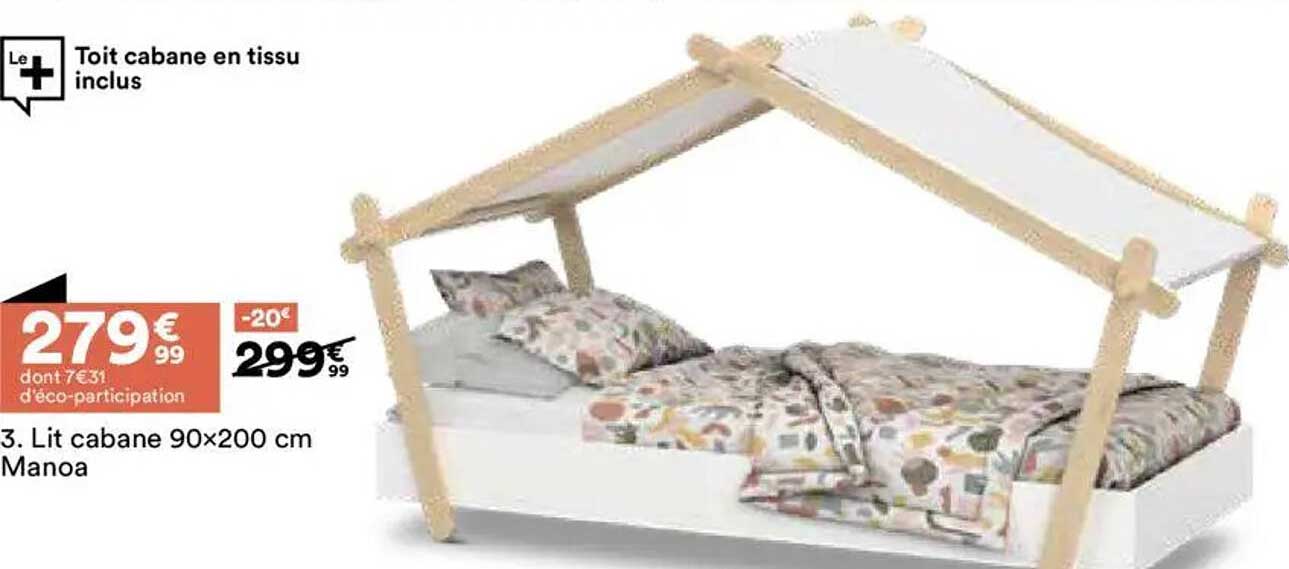 Lit cabane 90x200 cm Manoa