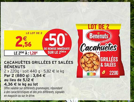 LOT DE 2 Cacahuètes Grillées et Salées Bénénuts