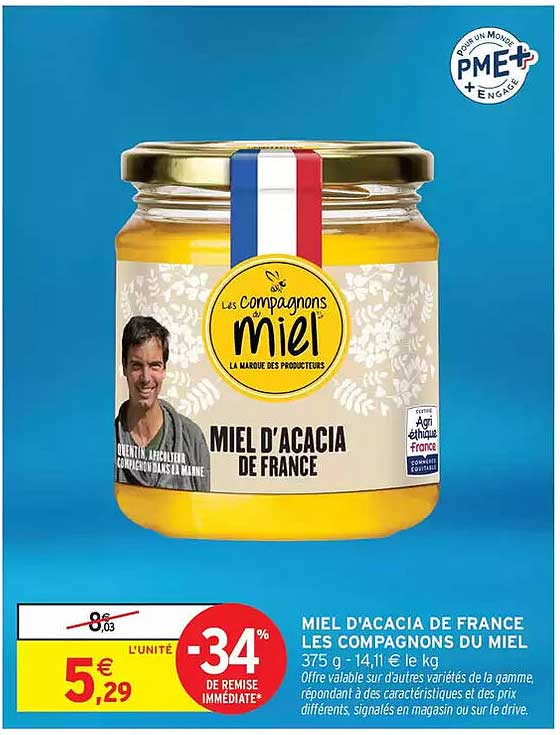 MIEL D'ACACIA DE FRANCE LES COMPAGNONS DU MIEL