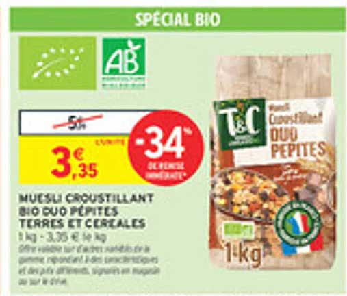 Muesli Croquant Bio Duo Pépites Terres et Céréales 1 kg