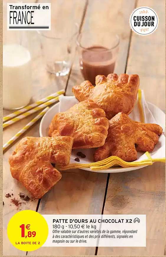 PATTE D'OURS AU CHOCOLAT X2