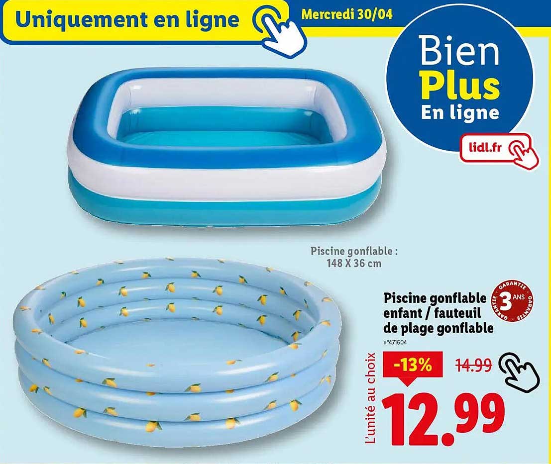 Piscine gonflable enfant / fauteuil de plage gonflable