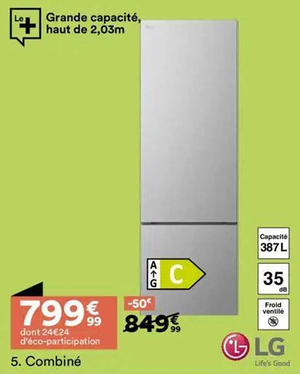 Réfrigérateur combiné LG grande capacité