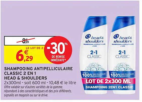 SHAMPOING ANTIPELLICULAIRE CLASSIC 2 EN 1 HEAD & SHOULDERS