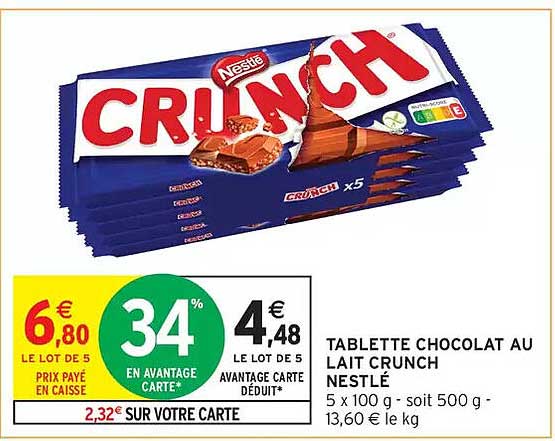 TABLETTE CHOCOLAT AU LAIT CRUNCH NESTLÉ
