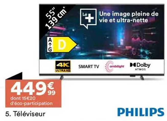 Téléviseur 55" 139 cm Philips