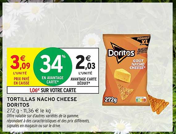 TORTILLAS NACHO CHEESE DORITOS