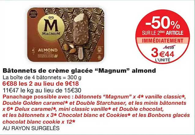 Bâtonnets de crème glacée “Magnum” almond