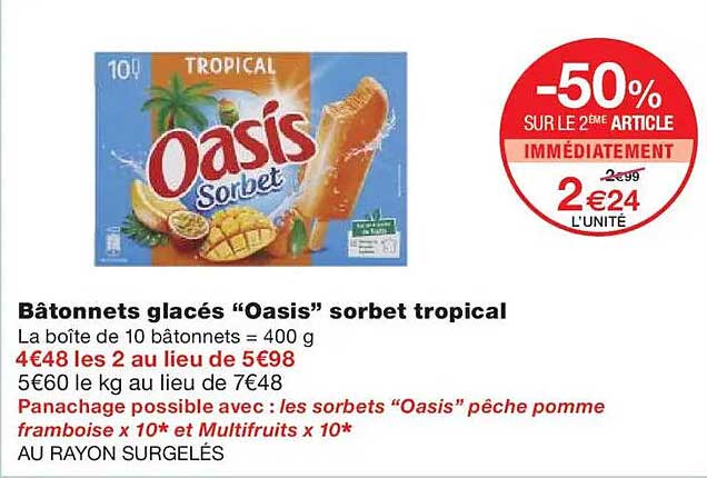 Bâtonnets glacés “Oasis” sorbet tropical