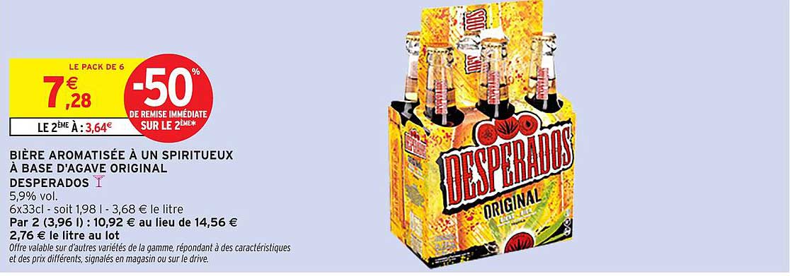 BIÈRE AROMATISÉE À UN SPIRITUEUX À BASE D'AGAVE ORIGINAL DESPERADOS