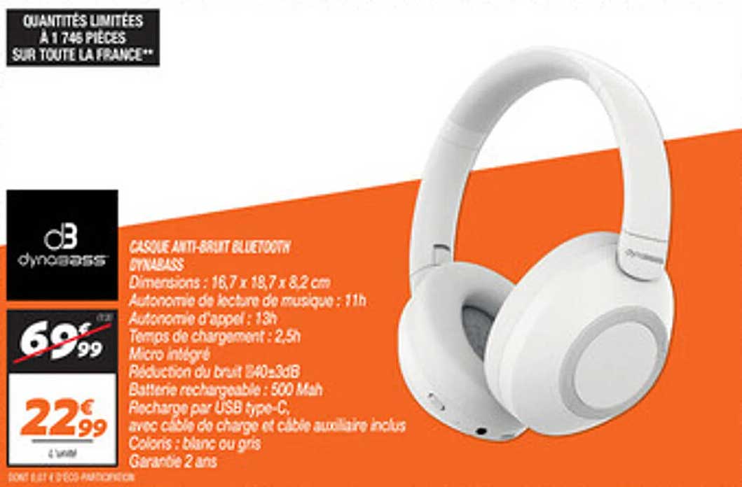 CASQUE ANTI-BRUIT BLUETOOTH DYNABASS