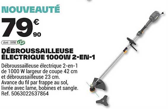 DÉBROUSSAILLEUSE ÉLECTRIQUE 1000W 2-EN-1