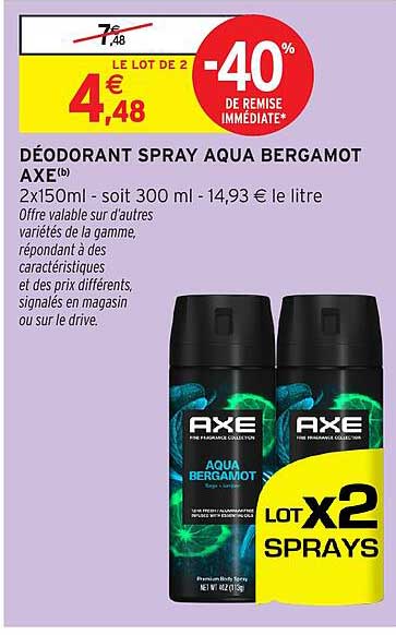 DÉODORANT SPRAY AQUA BERGAMOT AXE