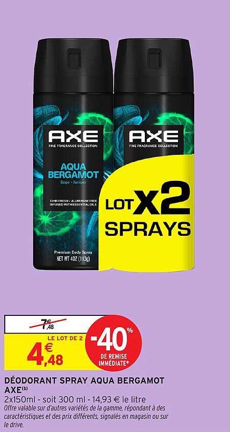 DÉODORANT SPRAY AQUA BERGAMOT AXE