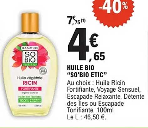 HUILE BIO “SO'BIO ETIC”