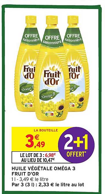 HUILE VÉGÉTALE OMÉGA 3 FRUIT D'OR