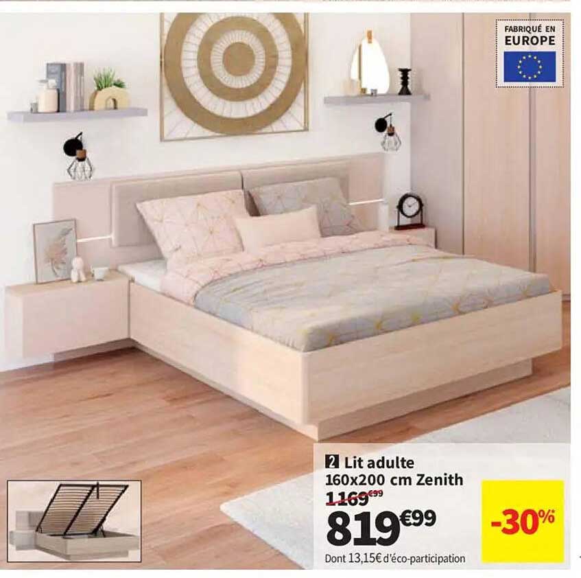Lit adulte 160x200 cm Zenith