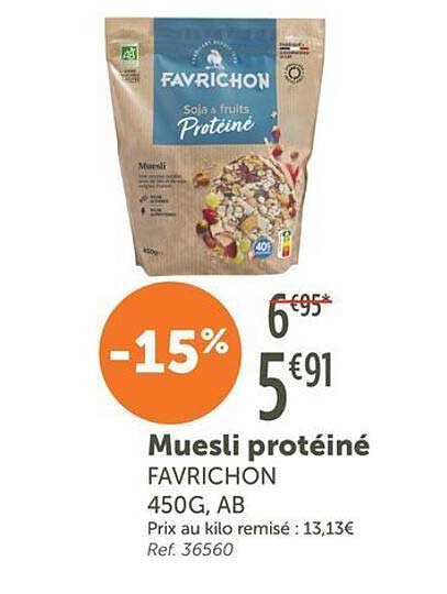 Muesli protéiné FAVRICHON 450G, AB