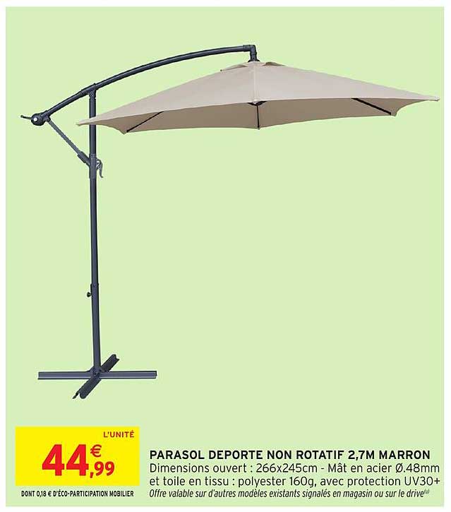 PARASOL DEPORTE NON ROTATIF 2,7M MARRON