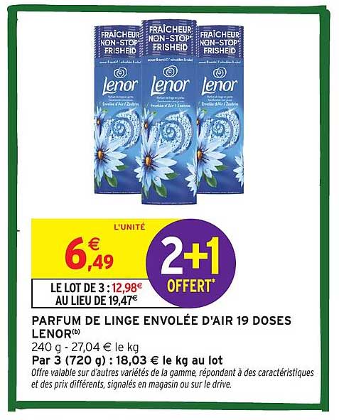 PARFUM DE LINGE ENVOLÉE D'AIR 19 DOSES LENOR