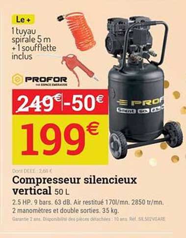 Compresseur silencieux vertical 50 L