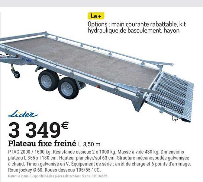 Plateau fixe freiné L 3,50 m