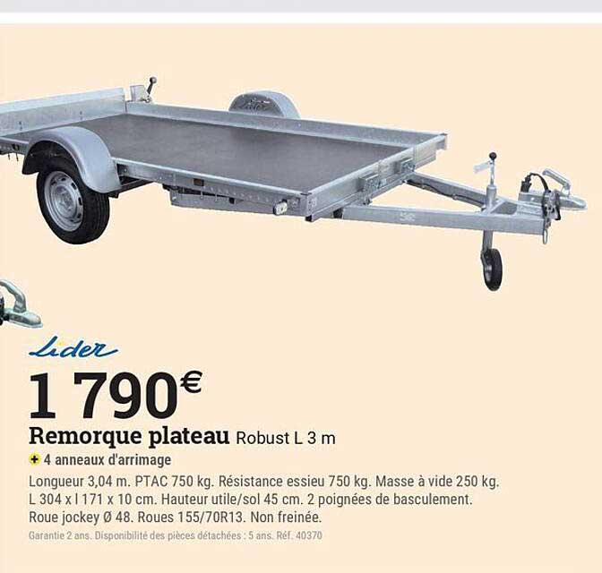 Remorque plateau Robust L 3 m