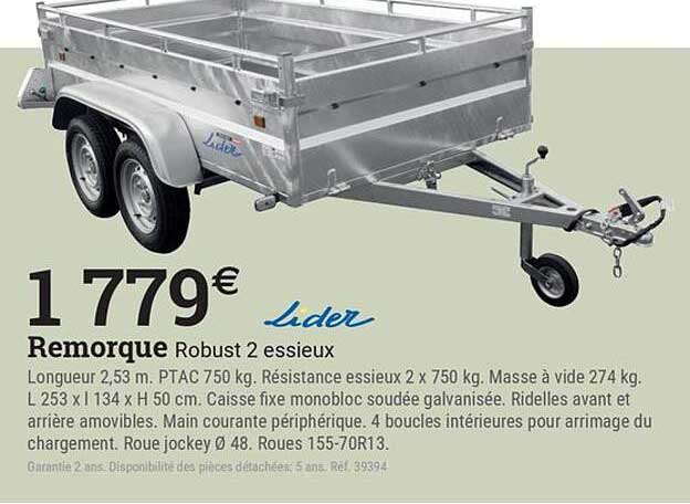 Remorque Robust 2 essieux