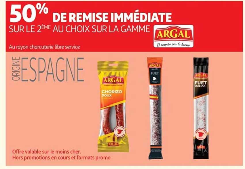 50% de remise immédiate sur le 2ème au choix sur la gamme Argal